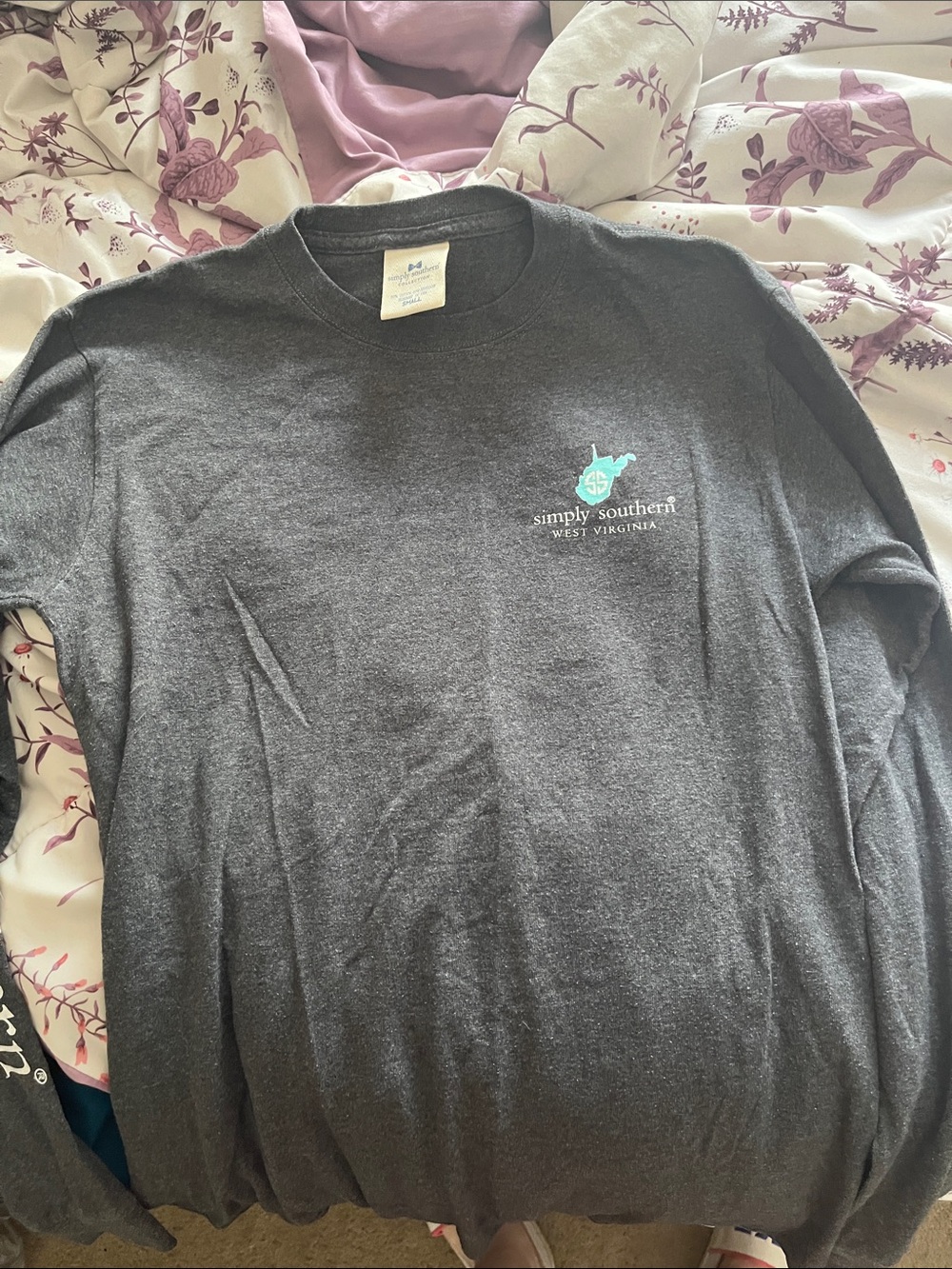 Simply Southern Dark Gray Tee with Teal, Yellow & Red Graphic - Picture 2 of 3
